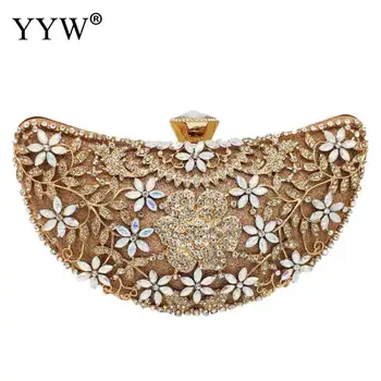 Gold Silver Wedding Clutch Flower Crystal Rhinestone Evening Bags Half Moon Shape Day Clutches Party Banquet Wedding Purse Women
Gold Silver Wedding Clutch Flower Crystal Rhinestone Evening Bags Half Moon Shape Day Clutches Party Banquet Wedding Purse Women