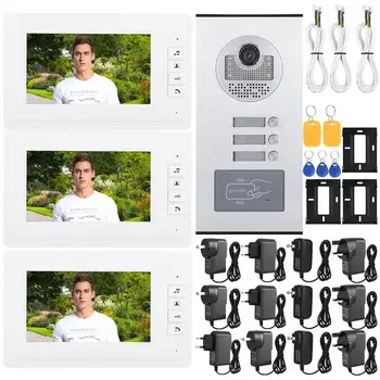 Video Intercom 7 Inch HD IR Video Intercom Doorbell One Camera with Three Monitor video peephole
Video Intercom 7 Inch HD IR Video Intercom Doorbell One Camera with Three Monitor video peephole