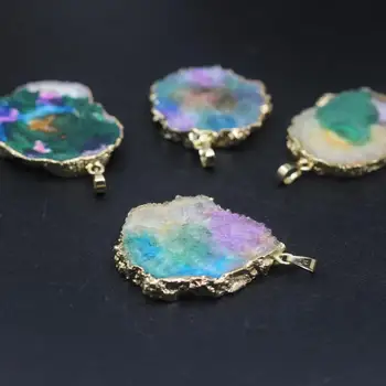 5Pcs Raw Crystal Color Sun Flower Drusy Geode Slabs Earrings Charms,Rainbow Solar Quartz Druzy Slice Nugget Pendants Jewelry
5Pcs Raw Crystal Color Sun Flower Drusy Geode Slabs Earrings Charms,Rainbow Solar Quartz Druzy Slice Nugget Pendants Jewelry