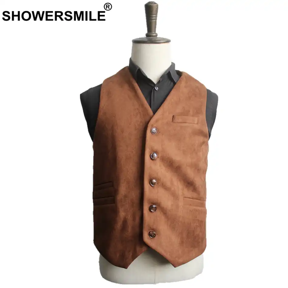 brown navy mens suit vest autumn winter warm waistcoat vintage