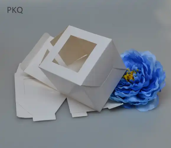 white kraft paper box square gift box with window wedding favor