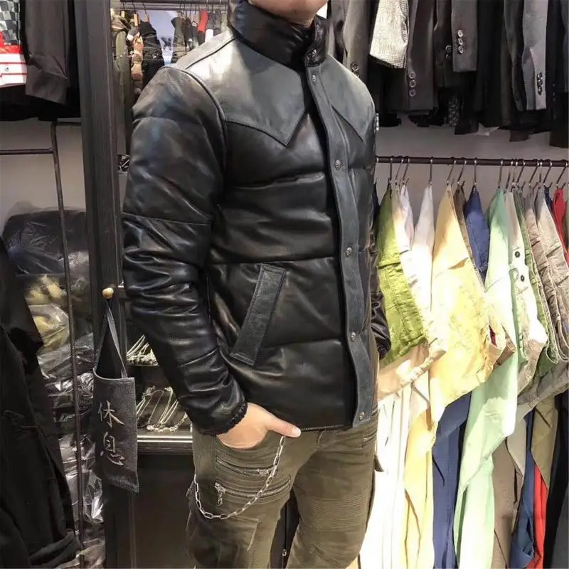 New 2018 Men's duck down coat genuine sheepskin lamb leather male winter jacket warm parkas patchwork blue blue plus size xl
New 2018 Men's duck down coat genuine sheepskin lamb leather male winter jacket warm parkas patchwork blue blue plus size xl