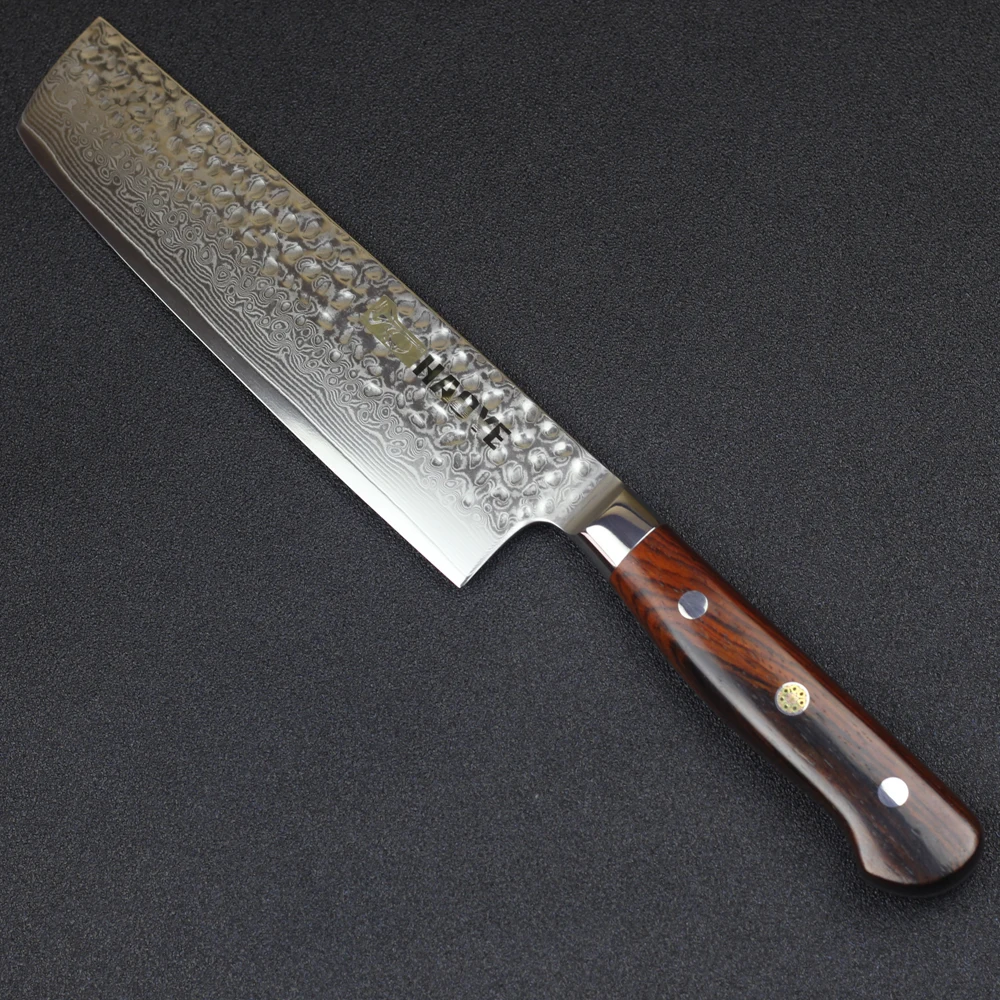 HAOYE 7 inch Damascus vg10 steel Vegetable knife Nakiri kitchen Chopping knives Hammer blade rosewood handle
HAOYE 7 inch Damascus vg10 steel Vegetable knife Nakiri kitchen Chopping knives Hammer blade rosewood handle