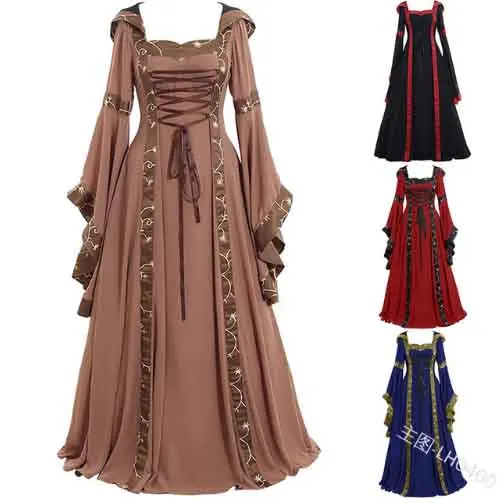 Large Size S-5XL Women's Medieval Renaissance Victorian Vintage Gown Robe Gothic Lace-Up Maxi Dress Halloween Costume For Lady 
Large Size S-5XL Women's Medieval Renaissance Victorian Vintage Gown Robe Gothic Lace-Up Maxi Dress Halloween Costume For Lady