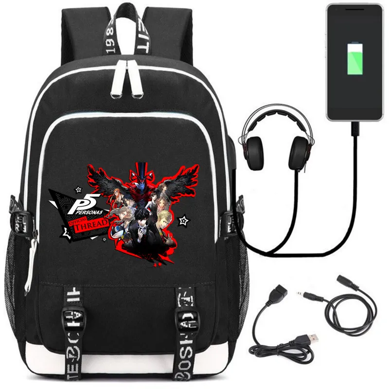 NEW Persona 5 backpack printing with USB charging laptop large School Backpacks women Canvas Travel shoulder bag Mochila
NEW Persona 5 backpack printing with USB charging laptop large School Backpacks women Canvas Travel shoulder bag Mochila