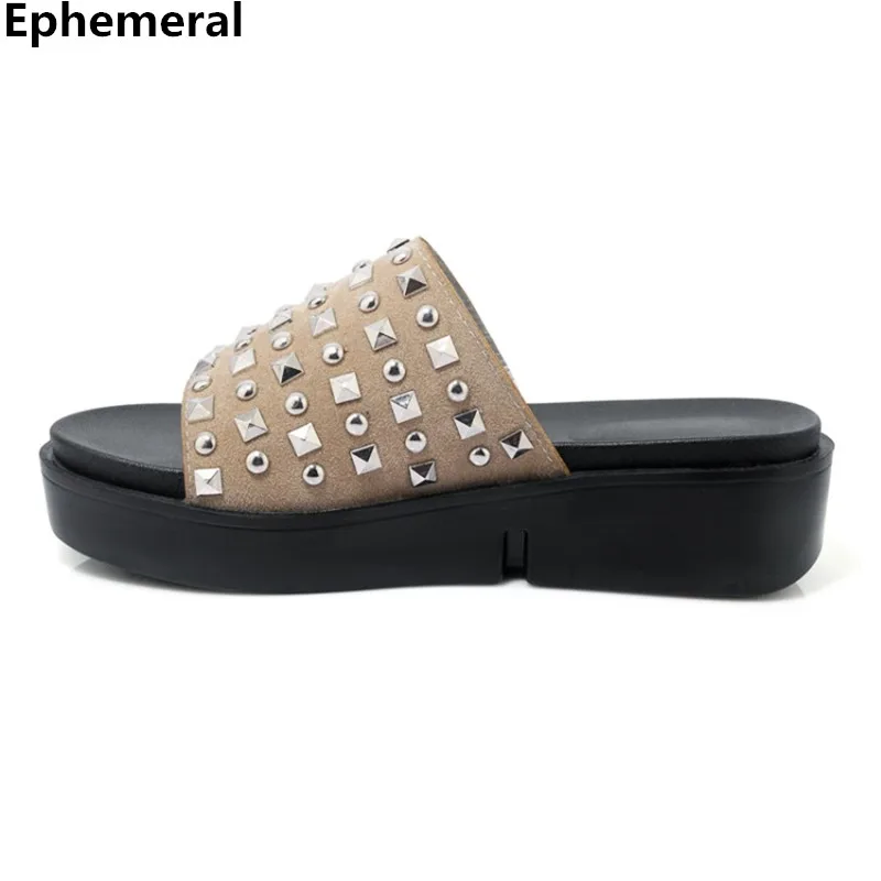 Women cute shoes rivets slippers with platforms thick heel open toe slides summer beach outdoor gold black white plus size 44-34
Women cute shoes rivets slippers with platforms thick heel open toe slides summer beach outdoor gold black white plus size 44-34