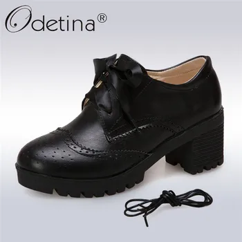 Odetina New Fashion Women Brogues Shoes High Heel Lace Up Pumps Block Chunky Heel Oxford Shoes With Two Shoelaces Big Size 34-43
Odetina New Fashion Women Brogues Shoes High Heel Lace Up Pumps Block Chunky Heel Oxford Shoes With Two Shoelaces Big Size 34-43