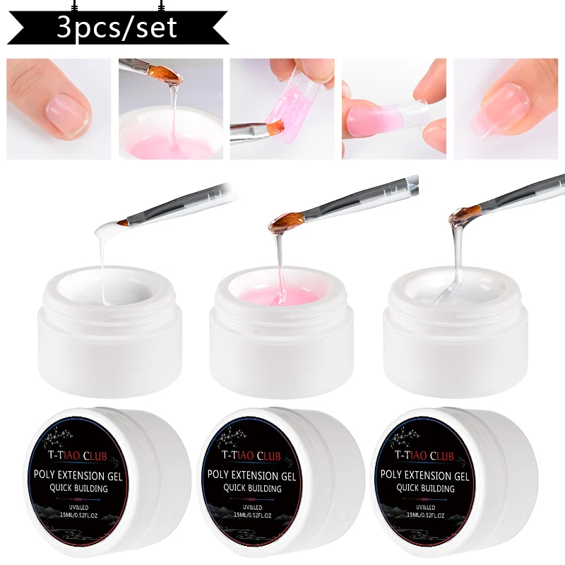 T-TIAO CLUB 15ml Quick Building Poly Nail Gel 3 Colors Crystal Jelly Builder UV Gel Finger Extension Building Gel Nail Art
T-TIAO CLUB 15ml Quick Building Poly Nail Gel 3 Colors Crystal Jelly Builder UV Gel Finger Extension Building Gel Nail Art