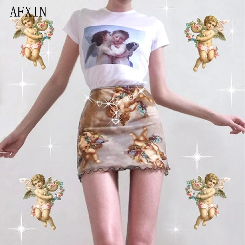 Harajuku Angel Cupid Print Skirt Kawaii Summer Skirt Mesh Patchwork Double Layer Cute Saia Women Elastic High Waist Pencil Skirt
Harajuku Angel Cupid Print Skirt Kawaii Summer Skirt Mesh Patchwork Double Layer Cute Saia Women Elastic High Waist Pencil Skirt