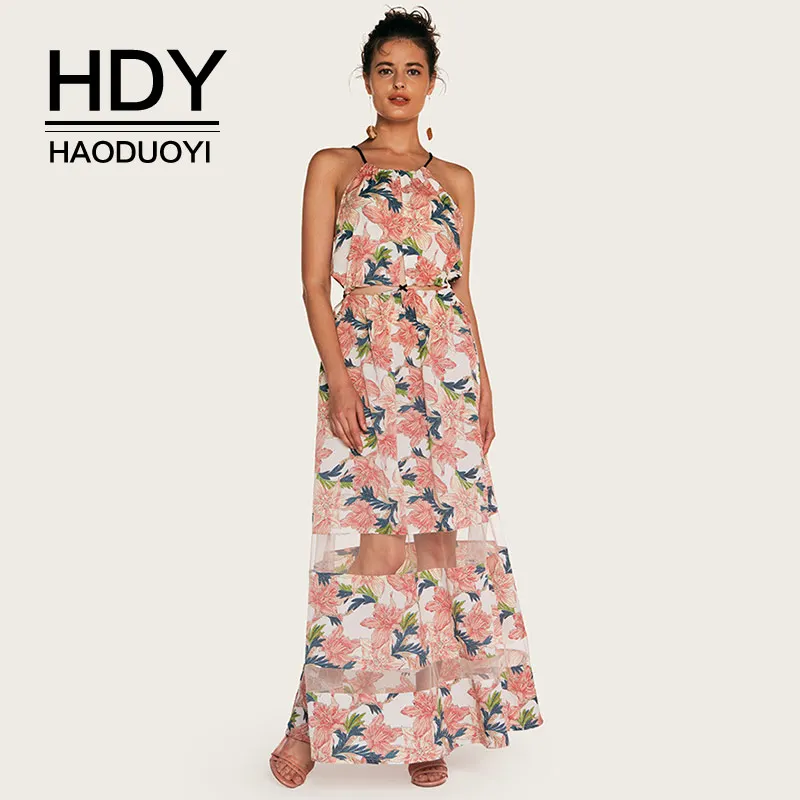 HDY Haoduoyi Boho Макси платье с цветочным принтом длинные узор платья Для женщин