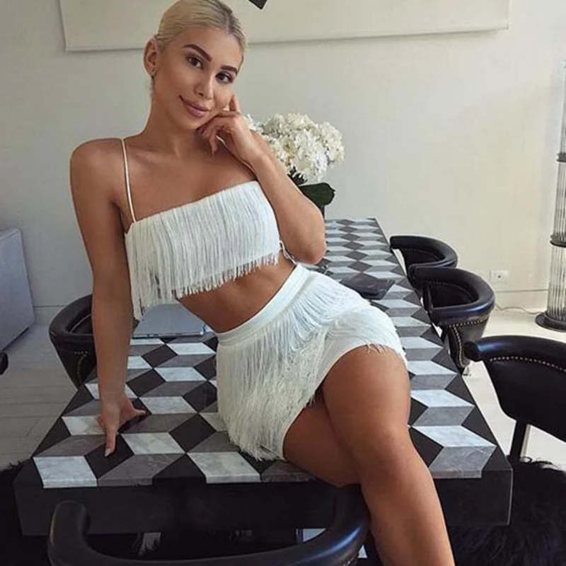 Tassel Strapless Sexy Two Pieces Set Bandage Dress 2019 Red White Summer Women Dress Elegant Mini Club Party Dresses
Tassel Strapless Sexy Two Pieces Set Bandage Dress 2019 Red White Summer Women Dress Elegant Mini Club Party Dresses