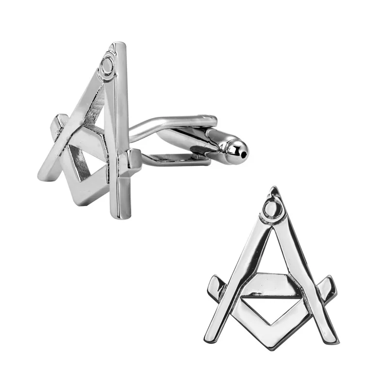 

Men's shirts Cufflinks high-quality copper material Silvery Masonic sign Cufflinks Cufflinks 5 pairs of packaging for sale