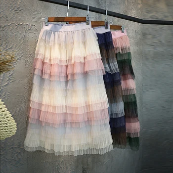 New Fashion Gauze Skirts Women Korean Style Spring 2018 Loose Elastic Waist Gauze Stitched Rainbow Color Cake Skirt Students
New Fashion Gauze Skirts Women Korean Style Spring 2018 Loose Elastic Waist Gauze Stitched Rainbow Color Cake Skirt Students