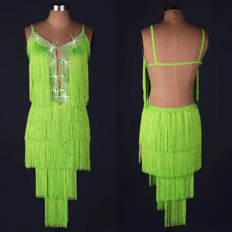 2019 Latin Dance Dress Women Neon Green Fringe Dress For Salsa Dress Dancer Professional Competition Tassels Latin Dress VDB604
2019 Latin Dance Dress Women Neon Green Fringe Dress For Salsa Dress Dancer Professional Competition Tassels Latin Dress VDB604