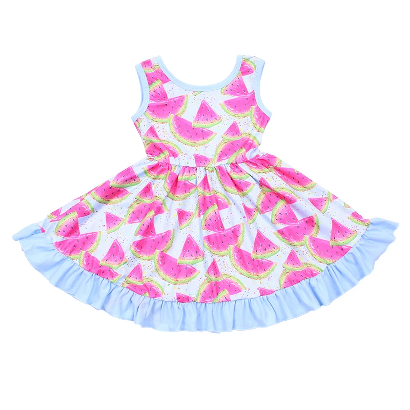 Wholesales children boutique clothing watermelon girls twirl dresses kids adorable party cuet milk silk | Детская одежда и обувь