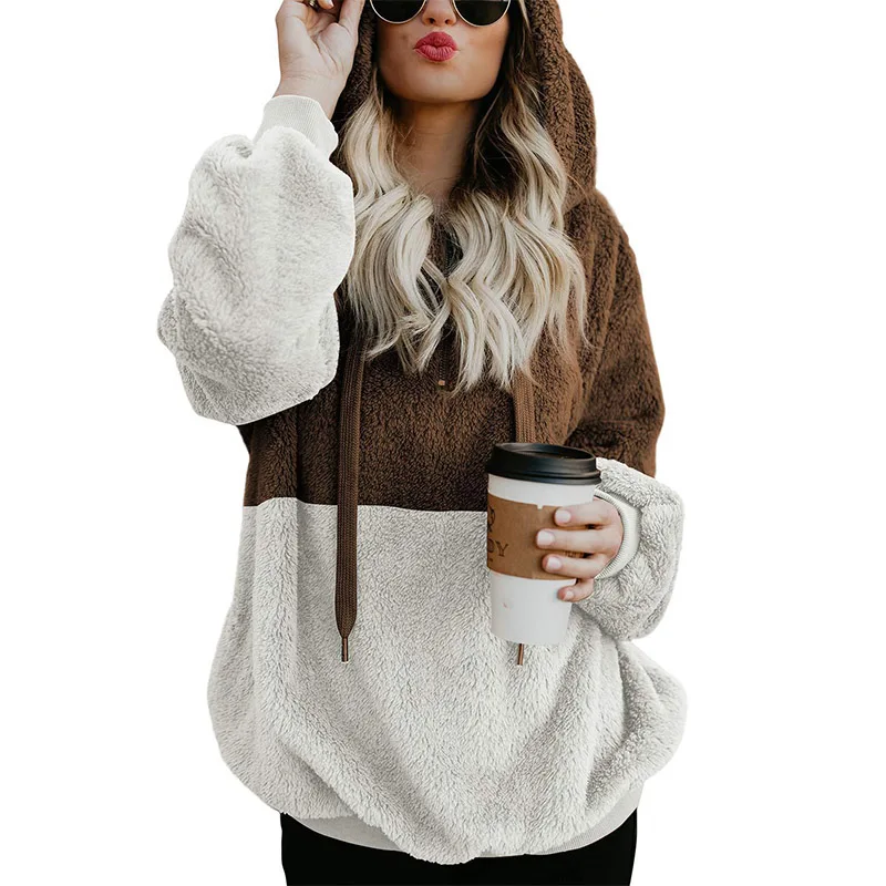2018 Women hooded pullovers stitching sweater Solid Teddy Bear Woollen long-sleeve Casual Plus size female Pullover sweater
2018 Women hooded pullovers stitching sweater Solid Teddy Bear Woollen long-sleeve Casual Plus size female Pullover sweater