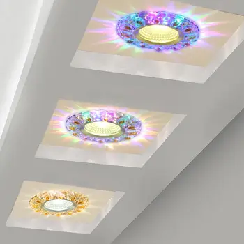 5W LED Crystal Recessed Ceiling Light Warm White+RGB 3 Modes Mini down Lamp Luminarias Light For Aisle Corridor Kitchen 85-220V
5W LED Crystal Recessed Ceiling Light Warm White+RGB 3 Modes Mini down Lamp Luminarias Light For Aisle Corridor Kitchen 85-220V
