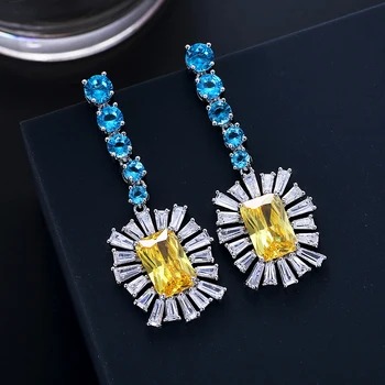 Large Rectangle Zircon Stone Earrings Top Blue White Post Zircon Inlay Fashion Thick Style Drop Earrings Luxury Lady`s Jewelry
Large Rectangle Zircon Stone Earrings Top Blue White Post Zircon Inlay Fashion Thick Style Drop Earrings Luxury Lady`s Jewelry