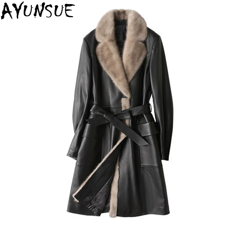 AYUNSUE 100% Real Sheepskin Coat Women Genuine Leather Jacket Female Long Warm Down Mink Fur Coats Outerwear jaqueta de couro
AYUNSUE 100% Real Sheepskin Coat Women Genuine Leather Jacket Female Long Warm Down Mink Fur Coats Outerwear jaqueta de couro
