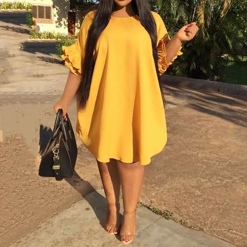 Summer Boho Plus Size Party Yellow Casual Sexy Club Women Midi Dresses Elegant Ruffle Sleeve Plain African Fashion Chic Dress
Summer Boho Plus Size Party Yellow Casual Sexy Club Women Midi Dresses Elegant Ruffle Sleeve Plain African Fashion Chic Dress