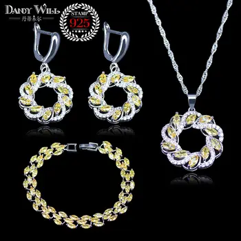 Round silver color Jewelry Yellow & White Cubic zirconia Jewelry Sets For Women Drop Earrings/Pendant/Necklace/Bracelet
Round silver color Jewelry Yellow & White Cubic zirconia Jewelry Sets For Women Drop Earrings/Pendant/Necklace/Bracelet