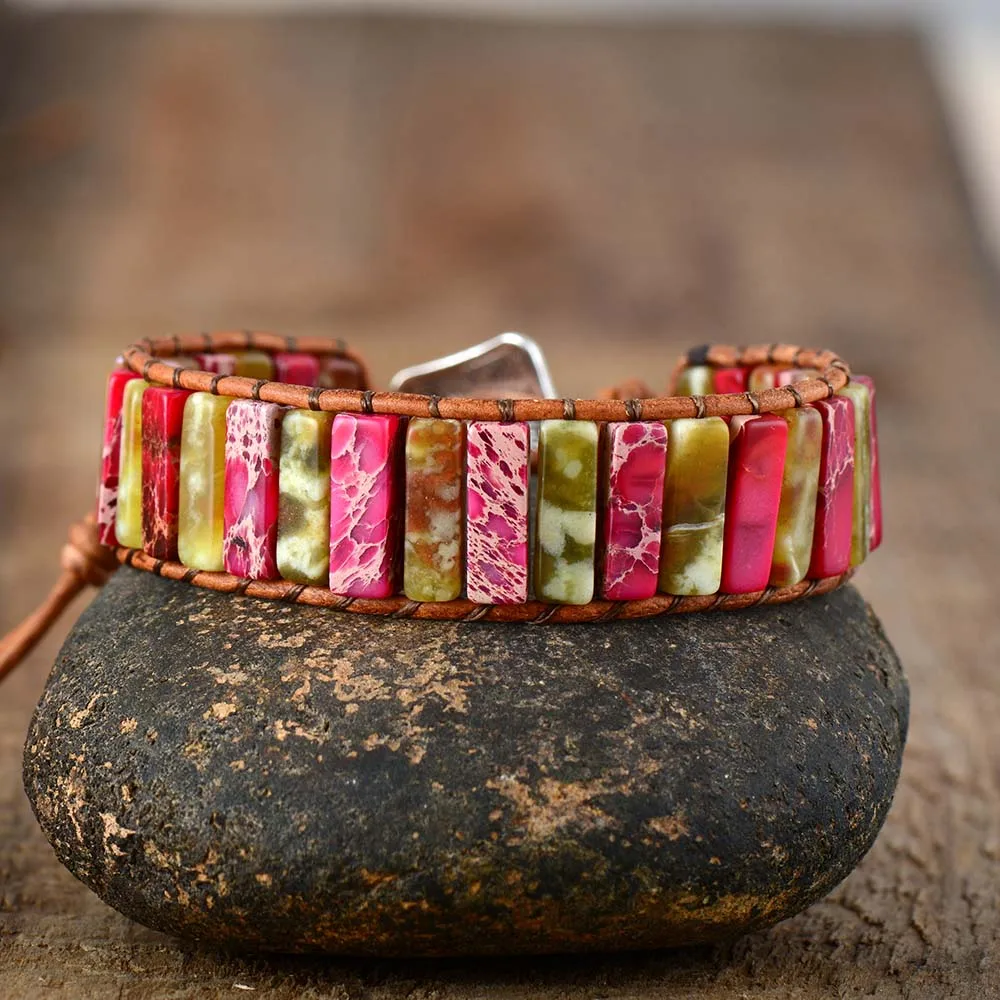 New Fashion Wrap Bracelet Natural Japser Stone Single Leather Statement Bracelet Beads Gift Bracelet Women Jewelry
New Fashion Wrap Bracelet Natural Japser Stone Single Leather Statement Bracelet Beads Gift Bracelet Women Jewelry