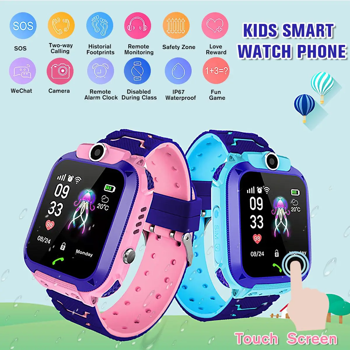 New Smart Watch GPS Phone Positioning Fashion Children Watch Blue/Pink Color Touch Screen WIFI SOS Smart Watch for Android IOS
New Smart Watch GPS Phone Positioning Fashion Children Watch Blue/Pink Color Touch Screen WIFI SOS Smart Watch for Android IOS