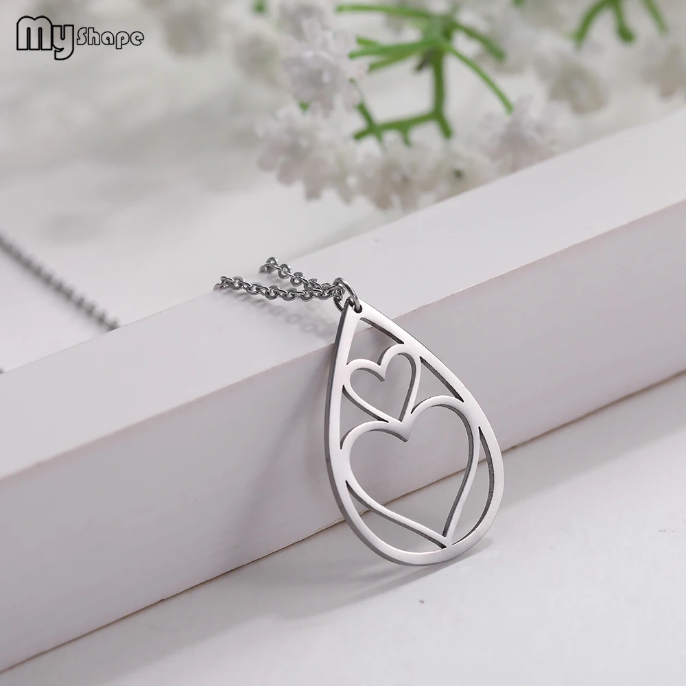 My Shape Multiple New Double Love Petals Water Drop Pendant Stainless Steel Necklace Elegant Girl's Gift Wholesale
My Shape Multiple New Double Love Petals Water Drop Pendant Stainless Steel Necklace Elegant Girl's Gift Wholesale