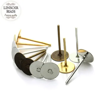 LINSOIR 200pcs Earring Stud Blank Base Fit 6mm Cabochon Setting Cmaeo Bronze/Gold/Rhodium Color Diy Jewelry Findings Making F26 
LINSOIR 200pcs Earring Stud Blank Base Fit 6mm Cabochon Setting Cmaeo Bronze/Gold/Rhodium Color Diy Jewelry Findings Making F26