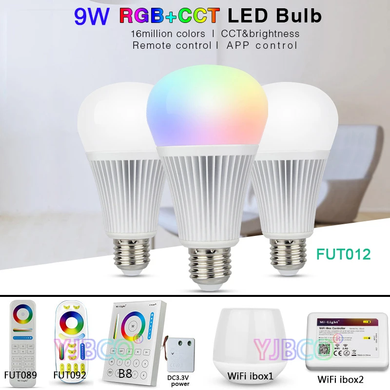 Miboxer FUT012 E27 9W RGB+CCT LED Bulb Spotlight 110V 220V Full Color Remote Control Smart Bulb WiFi Compatible 4-Zone Remote
Miboxer FUT012 E27 9W RGB+CCT LED Bulb Spotlight 110V 220V Full Color Remote Control Smart Bulb WiFi Compatible 4-Zone Remote
