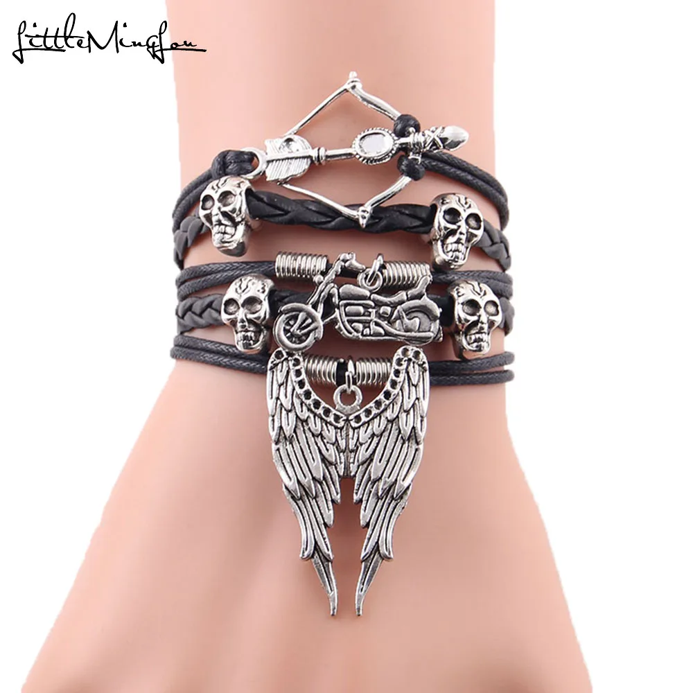 Infinity Love The Walking Dead Bracelet Arrow Skull Angel Wing Biker Chick Charm Leather bracelets & bangles Drop Shipping
Infinity Love The Walking Dead Bracelet Arrow Skull Angel Wing Biker Chick Charm Leather bracelets & bangles Drop Shipping