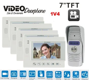 ZHUDELE International Quality Home Security System 1Camera+4Monitor 7"Video Door Phone Touch Key with SD Card, Doorbell Intercom
ZHUDELE International Quality Home Security System 1Camera+4Monitor 7"Video Door Phone Touch Key with SD Card, Doorbell Intercom