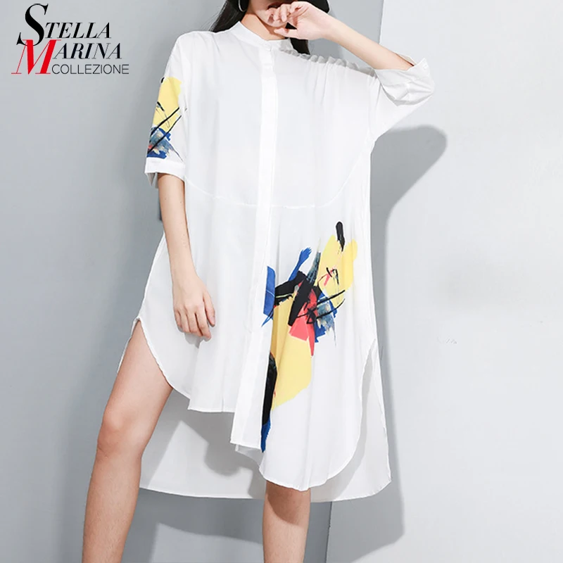 New 2019 Korean Style Women Summer White Asymmetrical Shirt Dress Half Sleeve Printed Ladies Casual Wear Dress Style Femme J694
New 2019 Korean Style Women Summer White Asymmetrical Shirt Dress Half Sleeve Printed Ladies Casual Wear Dress Style Femme J694