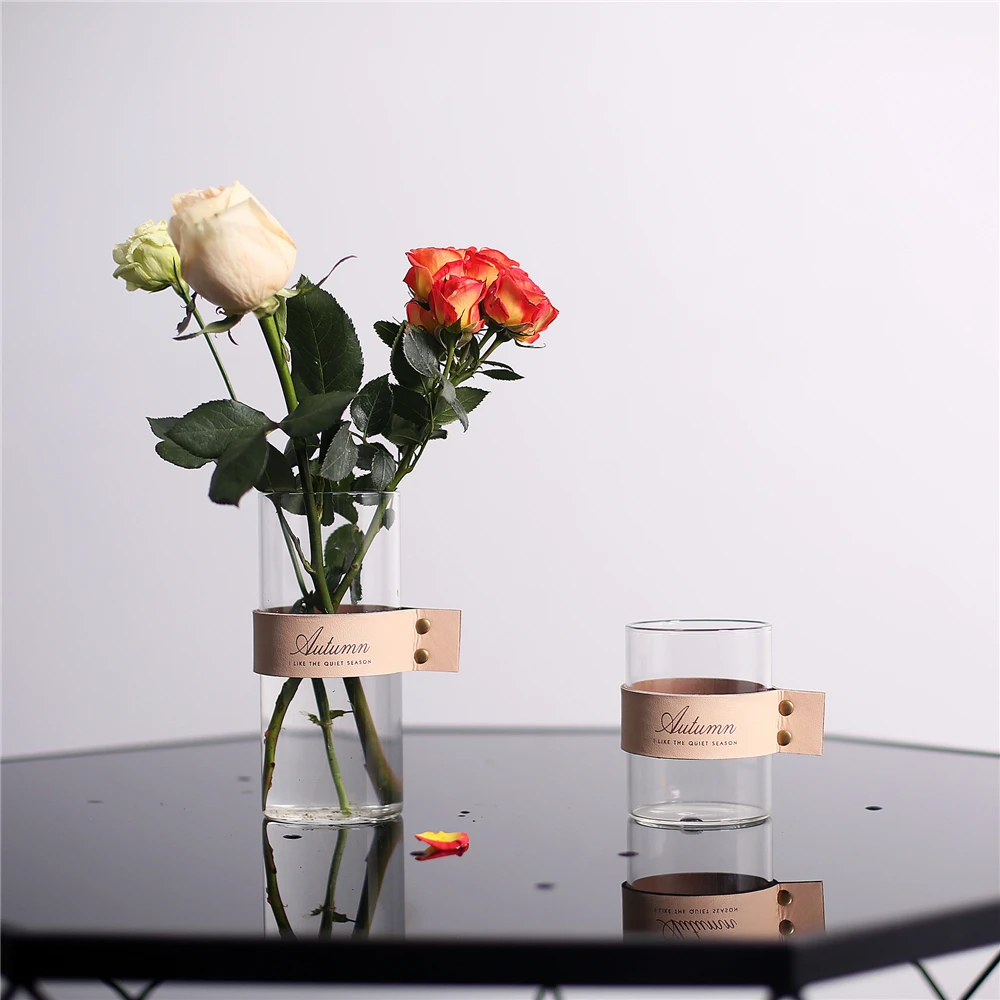 Nordic Chic Glass Storage Jar Bottle with Leather Decor Scandinavian Transparent Desk Storage Bottle Organizer Flower Container
Nordic Chic Glass Storage Jar Bottle with Leather Decor Scandinavian Transparent Desk Storage Bottle Organizer Flower Container