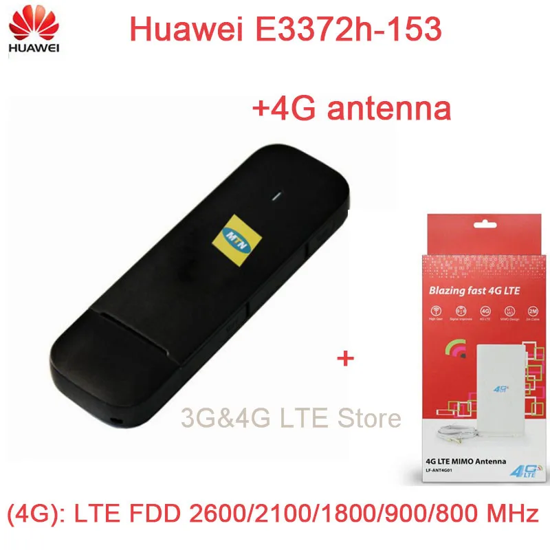 unlock Huawei E3372h-153 with 4G antenna LTE FDD800/900/1800/2100/2600Mhz Cat4 150Mbps Wireless USB Modem
unlock Huawei E3372h-153 with 4G antenna LTE FDD800/900/1800/2100/2600Mhz Cat4 150Mbps Wireless USB Modem