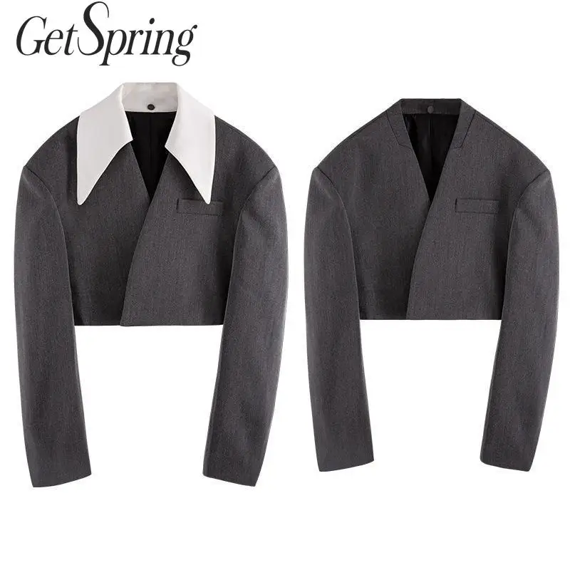 GETSPRING Women Blazer Patchwork Long Sleeve High Waist Women Coats Temperament Womans Blazer Short Suit Coat Womens Jackets New
GETSPRING Women Blazer Patchwork Long Sleeve High Waist Women Coats Temperament Womans Blazer Short Suit Coat Womens Jackets New