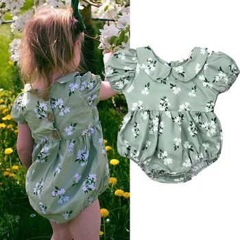 Summer New Newborn Baby Bodysuit Girl Doll Collar Green Floral Bodysuit Short Sleeve Jumpsuit Casual Cotton Outfits Suit 0-18M
Summer New Newborn Baby Bodysuit Girl Doll Collar Green Floral Bodysuit Short Sleeve Jumpsuit Casual Cotton Outfits Suit 0-18M