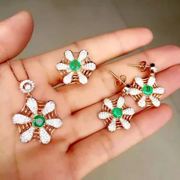 Natural green emerald gem jewelry sets natural gemstone ring Pendant Earrings 925 silver Stylish Network Fan women jewelry
Natural green emerald gem jewelry sets natural gemstone ring Pendant Earrings 925 silver Stylish Network Fan women jewelry