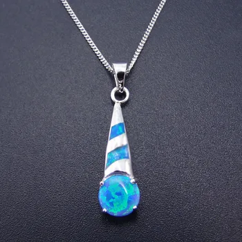 New Design Fine Jewelry 100% 925 Sterling Silver Necklaces Blue Fire Opal Pendant Necklace for Women 
New Design Fine Jewelry 100% 925 Sterling Silver Necklaces Blue Fire Opal Pendant Necklace for Women