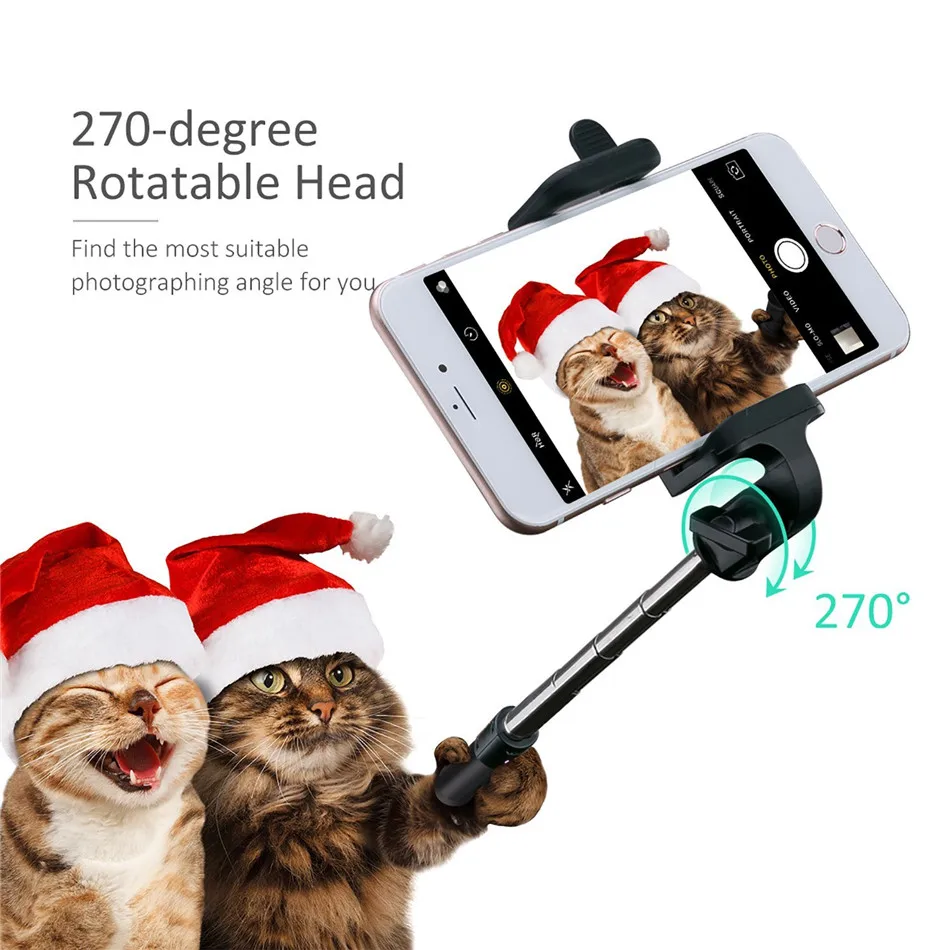 Selfie Stick For Android Mobile Phone Extendable Cable Control Self-portrait Monopod Mount Holder for Samsung Huawei P20 Xiaomi