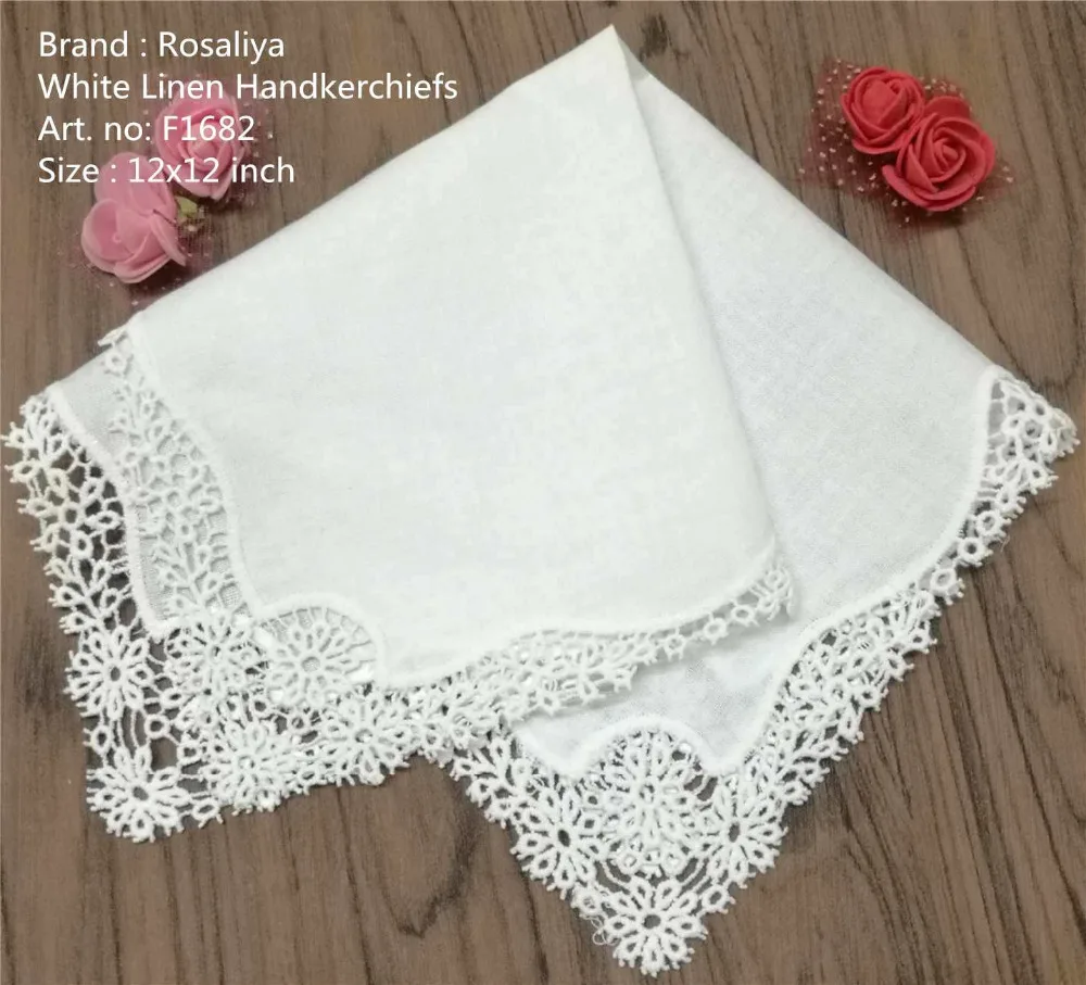 Набор из 12 модных дамские платки свадебные носовые Hanky Linen Daisy вязаный крючком