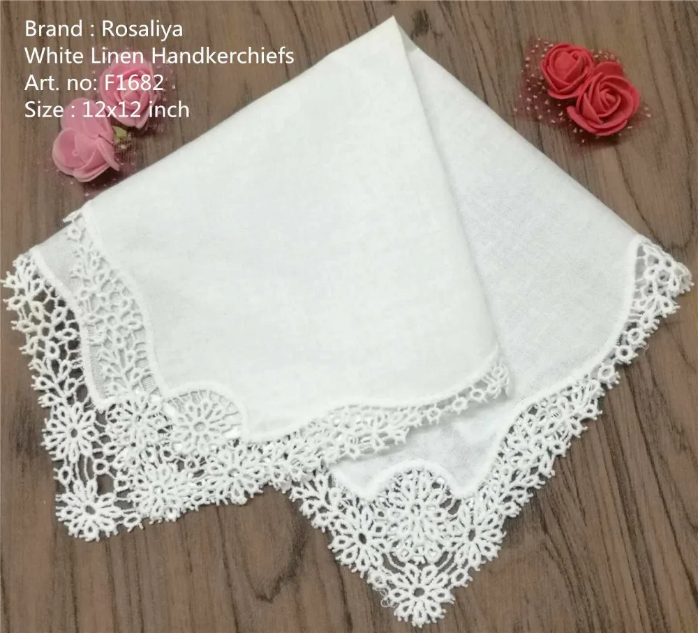 

Set of 12 Fashion Ladies Handkerchiefs Bridal Hankies Wedding Hanky Linen Daisy Crochet Embroidered Lace Handkerchief 12x12-inch
