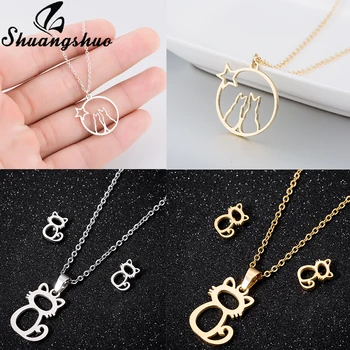 Shuangshuo Cat Pendant Necklaces For Women Stainless Steel Long Chain Necklace Hollow Out Animal Choker Collier Femme Jewelry
Shuangshuo Cat Pendant Necklaces For Women Stainless Steel Long Chain Necklace Hollow Out Animal Choker Collier Femme Jewelry