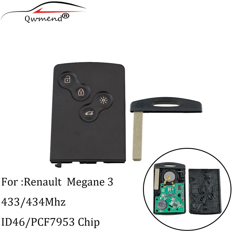 4 Button Smart Card Car Key Card Fob For Renault Megane III Fluence Laguna III Scenic 2009-2015 433Mhz PCF7952 Chip FSK System
4 Button Smart Card Car Key Card Fob For Renault Megane III Fluence Laguna III Scenic 2009-2015 433Mhz PCF7952 Chip FSK System