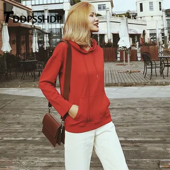 Red Hoodies Drawstring Women Sweatshirt Spring Long Sleeve Pocket Casual Fashion Female Tops
Red Hoodies Drawstring Women Sweatshirt Spring Long Sleeve Pocket Casual Fashion Female Tops