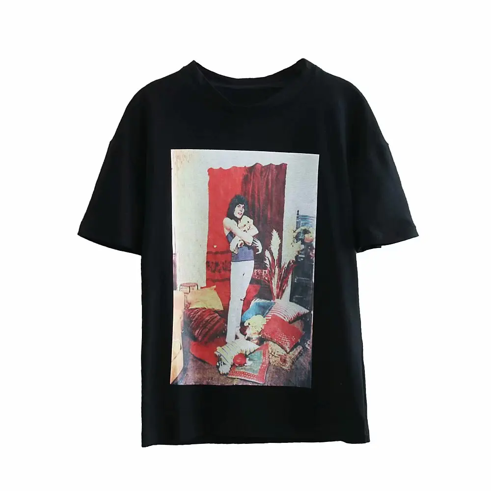 New Women fashion basic o neck short sleeve front print casual black T-shirt female back letters print T shirt retro tops T215
New Women fashion basic o neck short sleeve front print casual black T-shirt female back letters print T shirt retro tops T215