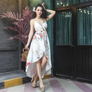 2018 Summer Holiday Very Sexy Low Cut Dress Irregular Cutting Adjustable Spaghetti Strap Dress Floral Printed
2018 Summer Holiday Very Sexy Low Cut Dress Irregular Cutting Adjustable Spaghetti Strap Dress Floral Printed