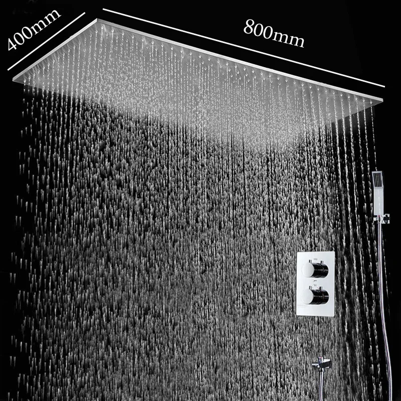 

Bathroom Shower Heads And Faucets 400*800MM Ceiling Big Rainfall Thermostatic Shower Bath Set