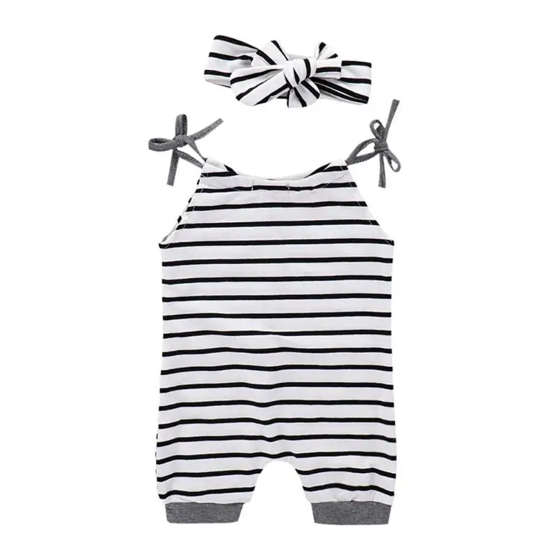 2pcs/Set Summer Baby Girls Striped Suit Spaghetti Strap Stripe Cute Romper Headband Clothes Set For baby Birthday gift
2pcs/Set Summer Baby Girls Striped Suit Spaghetti Strap Stripe Cute Romper Headband Clothes Set For baby Birthday gift