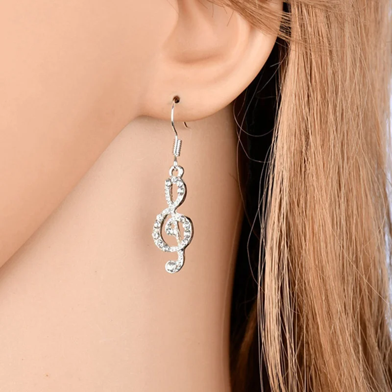 New Fashion Asymmetrical Music Note Pendant Full Crystal Charm Dangle Earrings boucle d'oreille For Women
New Fashion Asymmetrical Music Note Pendant Full Crystal Charm Dangle Earrings boucle d'oreille For Women